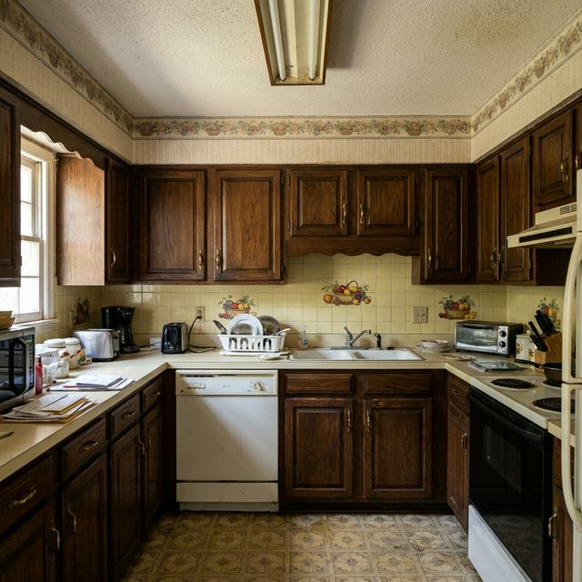 Buckhead Kitchen Before — Outdated Dark Cabinets